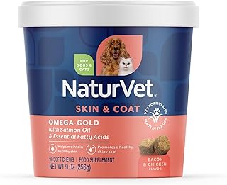 NaturVet Omega-Gold Plus Salmon Oil Skin Supplement for Pets - 90 Ct