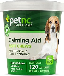PetNC Calming Aid Soft Chews for Dogs, Chamomile & Melatonin, 120 Count