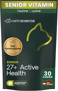 VetriScience Senior 27+ Active Health Chews for Senior Cats, Fish, 30 Count