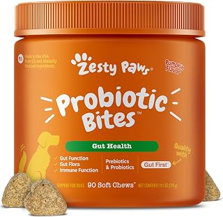 Zesty Paws Probiotics for Dogs - Gut Health Soft Chews, Pumpkin, 90 Ct
