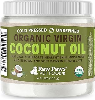 Raw Paws Virgin Organic Coconut Oil for Dogs & Cats (4-oz) - Skin & Coat