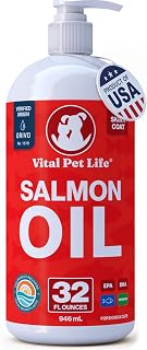 Salmon Oil for Dogs & Cats, Healthy Skin & Coat, Liquid Fish Omega 3, 32 oz