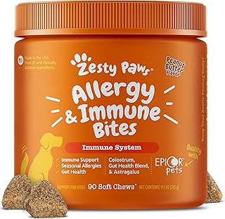 Zesty Paws Dog Allergy Chews - Dog Allergy Relief, Peanut Butter, 90 Ct