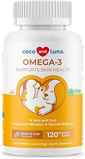 Dog Omega 3 Fish Oil Skin and Coat Supplement for Dry Skin & Allergy Relief