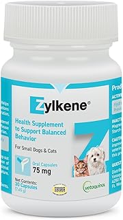 Vetoquinol Zylkene, Calming Capsules for Small Dogs & Cats, 30 Capsules