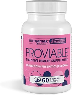 Nutramax Proviable Probiotics + Prebiotics for Dogs, Chewable Tablets, 60ct