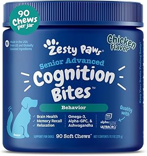 Zesty Paws Senior Dog Supplement - Cognition Chews, Chicken, 90 Ct