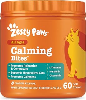Zesty Paws Cat Calming Bites - Ashwagandha, Bacon, 60 Ct