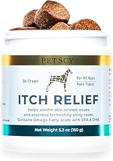PetScy Dog Itch Relief Chews with Omega 3 Fatty Acids, EPA & DHA
