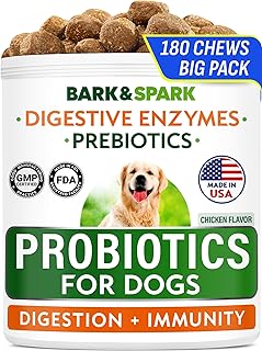 BARK&SPARK Dog Probiotics, Digestive Health Chews with Fiber & Enzymes