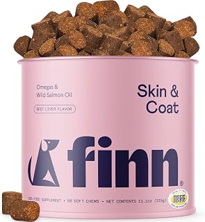 Finn Skin & Coat Salmon Oil Chews for Dogs - Omega-3 EPA & DHA - 90 Ct