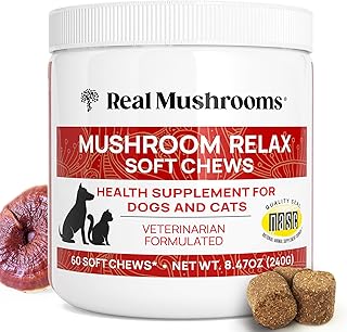 Real Mushrooms Calming Chews for Dogs and Cats, All Breeds and Sizes, 60ct