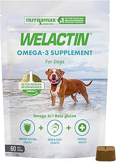 Nutramax Welactin Omega-3 Fish Oil Supplement for Dogs, Soft Chews, 60ct