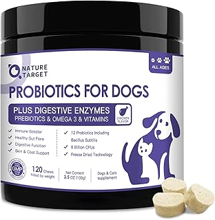 NATURE TARGET 6 Billion Freeze Dried Probiotics for Dogs, 120 Bites