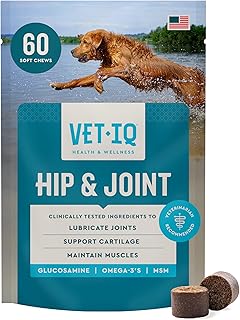 VetIQ Glucosamine Hip & Joint Chews for Dogs, MSM & Krill, 60 count