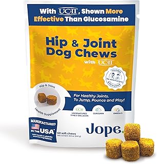 Jope Hip & Joint Supplement for Dogs Large, Medium, Small - Joint Chews w/UC-II Collagen - Proven Better Than Glucosamine Chondroitin in Canine Health - Veterinarian Formulated, Omega 3 & Curcumin