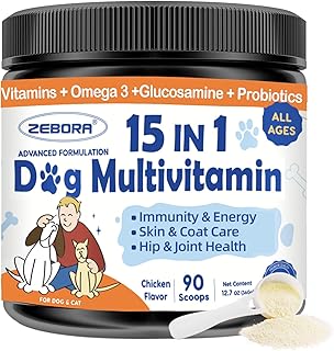 ZEBORA Dog Vitamins Powder - Multivitamin for Dogs & Cats - 90 Scoops