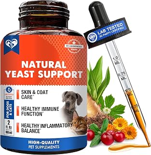 Natural Cats & Dogs Yeast Infection Anti Itch Treatment - Itchy Ears, Skin & Allergy Symptoms Relief
