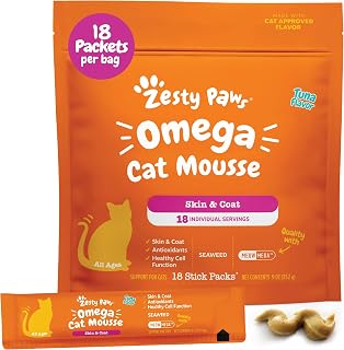 Zesty Paws Cat Fish Oil Mousse - for Skin & Coat, Tuna 18 Ct