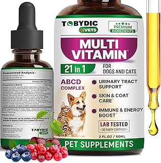 TOBYDIC Cat & Dog Multivitamin 21 in 1 Pet Supplements with Cranberry & Glucosamine - Natural Medicine &