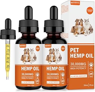 (2-Pack) Organic Hemp Oil for Dogs and Cats - Pet Hеmp Drops for Anxiety Relief, Stress,Pain, Calming, Sleep, Arthritis - Treats Chews