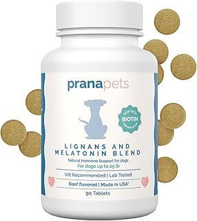 PranaPets Lignans & Melatonin with Biotin Blend Naturally Aids in Relieving Symptoms of Cushing's in Dogs up to 25 lb