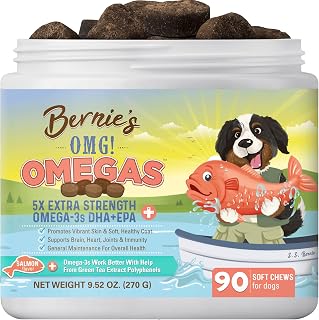 Bernie's OMG Omegas 5X Extra Strength Dog Omega-3 Soft Chews, Salmon, 90 Ct