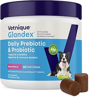 Vetnique Glandex Probiotics for Dogs 60ct Soft Chews, Prebiotics & Enzymes