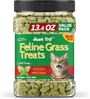 Just Try Cat Grass Treats for Indoor Cats Hairball Control 13.4 OZ