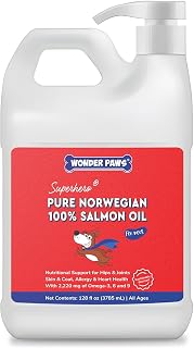 Premium Salmon Oil for Dogs– Pure Norwegian Salmon Oil High in Omega 3 EPA & DHA -Powerful Fish Oil for Dogs Skin & Coat, Hip & Joints, Allergies & Itchy Skin