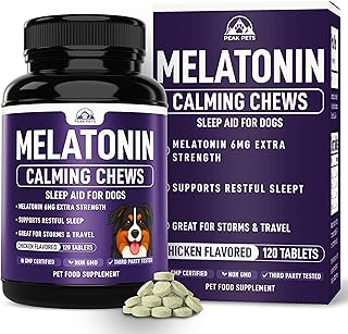 Melatonin for Dogs to Sleep (6mg Dog Sleep Aid) Dog Melatonin for Large Dogs - Help