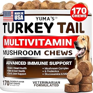 Turkey Tail Mushroom for Dogs - 170 Count - Mushroom Chews for Dogs