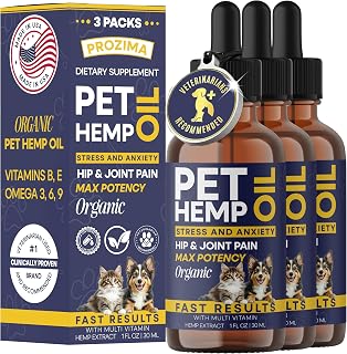Hemp Oil for Dogs and Cats - 3 Pack Helps with Аnxiеty, Calming, Sleep, Pain Relief, Hip Joint, Arthritis, Seizures Fast Results for Small & Large Pets with Omega 3-6-9 Oil Made in USA