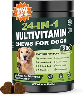 24-in-1 Dog Vitamins and Supplements 200 Ct Daily Multivitamin for Dogs