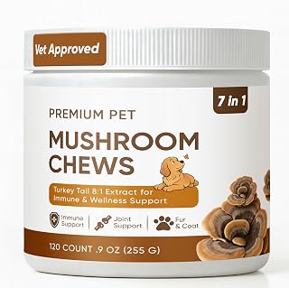 Turkey Tail Mushroom for Dogs - Mushroom Chews for Dog - Reishi, Lion's Mane, Chaga - Immunity, Gut, Skin, Joint