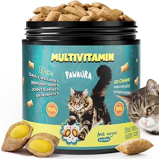 Cat Multivitamin Treats with Taurine, 500 Chews for All Ages