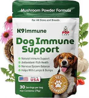 K9 Immune, All-Natural Mushroom Powder for Dogs for Immunity, Digestion, Joints, & Energy, Antioxidant-Rich & USA-Made, Dog Immune