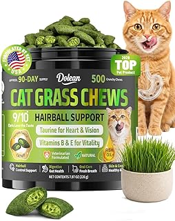 Cat Grass Treats, Hairball Treatment for Cats, for Indoor Cats, 500 Chews
