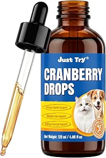 Just Try Cranberry Extract Urinary Drops Supplement for Dogs & Cats, 120ml