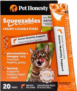 Pet Honesty Vet Backed Cat Joint Supplement Lickable Puree, Salmon, 20 Ct