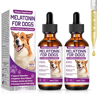 Melatonin for Dogs Drops 2 Pack Probiotics Vitamins All Breeds & Ages