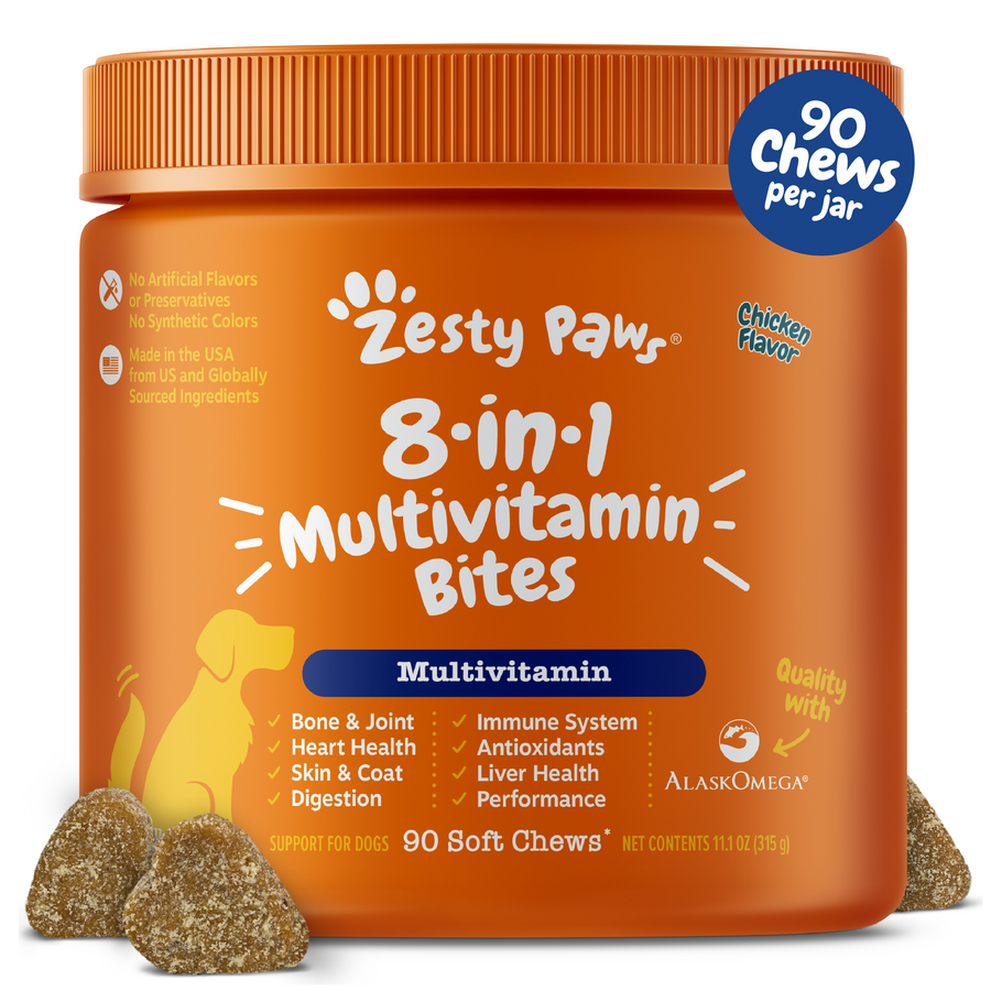 Zesty Paws 8-in-1 Multivitamin Bites, Chicken, 90 soft chews